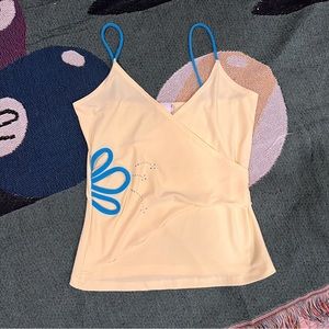 Yellow and blue cami with flower cut out